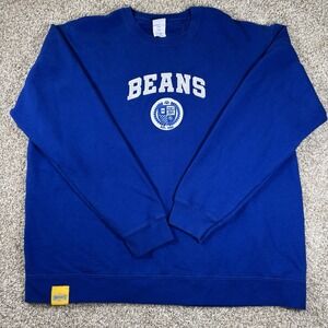 Mens Bushs Beans Size XL College Crew Blue Long Sleeve‎ Pullover Sweatshirt